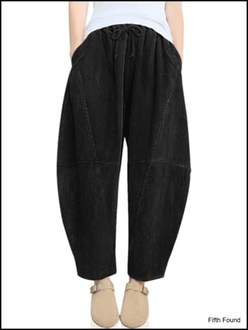 Corduroy Harem Pants Baggy Elastic Waist Wide Leg